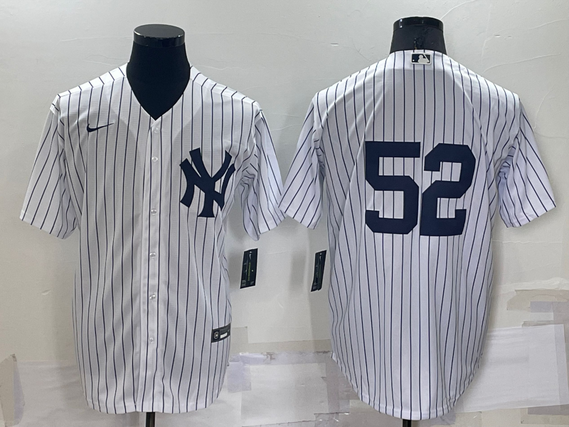 Men's New York Yankees CC Sabathia #52 White Replica Player Name Jersey1 baseball jersey product view 1