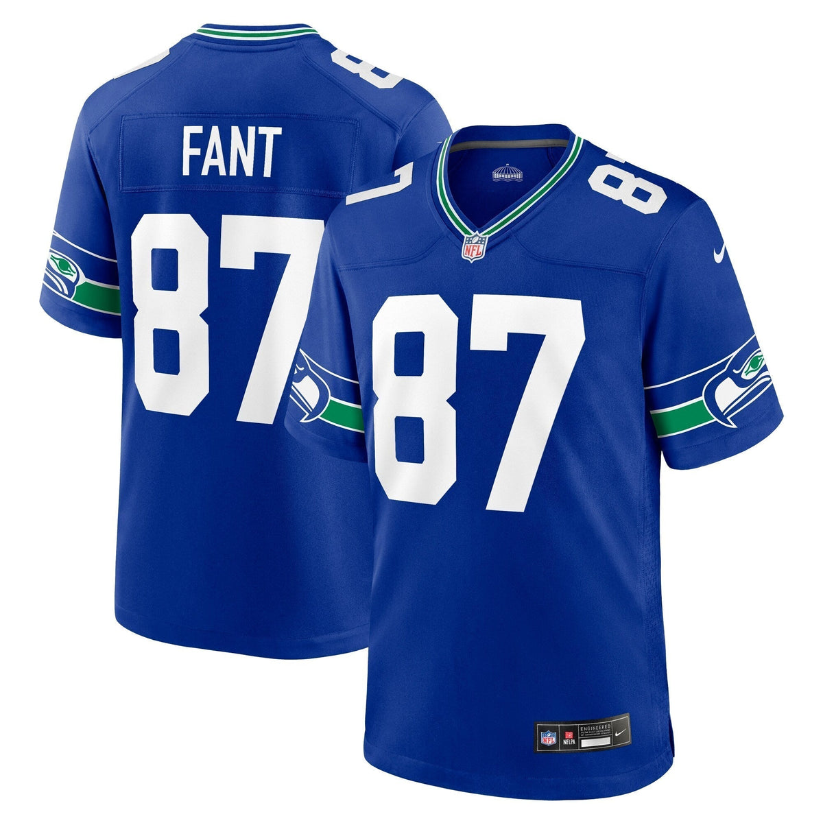Noah Fant Seattle Seahawks Nike Throwback Game Jersey - Royal football jersey product view 1