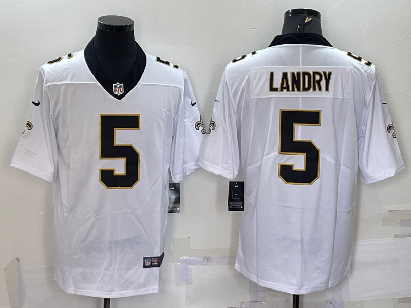 Men's New Orleans Saints Jarvis Landry #5 White Game Jersey1 football jersey product view 1