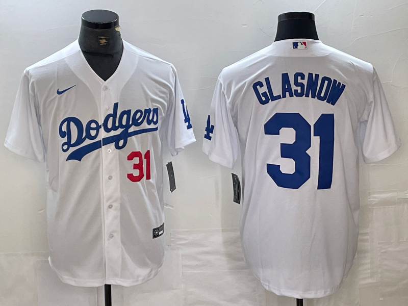 Men's Los Angeles Dodgers Tyler Glasnow #31 White Replica Game Jersey1 baseball jersey product view 1