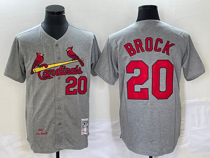 Men's St. Louis Cardinals Lou Brock #20 Gray Cooperstown Collection Player Jersey1 baseball jersey product view 1