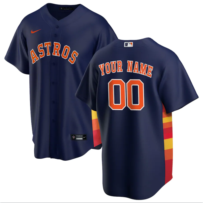 Men's Houston Astros Navy Alternate Replica Player Custom Jersey baseball jersey product view 1