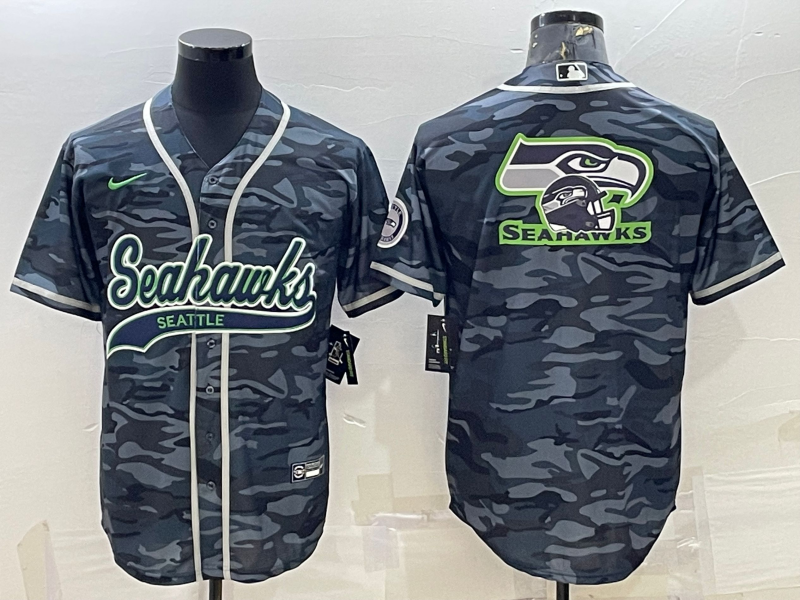 Men's Seattle Seahawks Grey Camouflage Game Jersey football jersey product view 1