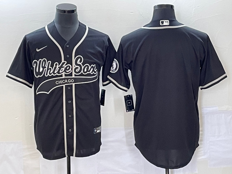 Men's Chicago White Sox Black Replica Blank Jersey1 Joint Edition baseball jersey product view 1