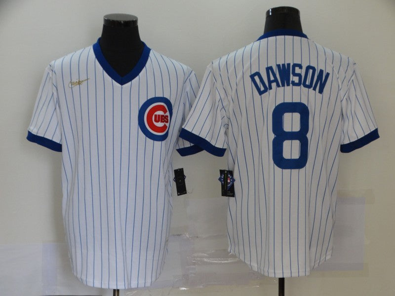 Men's Chicago Cubs Andre Dawson #8 White Replica Baseball Jersey1 baseball jersey product view 1