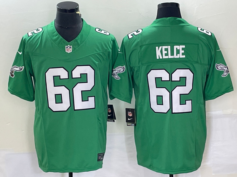 Men's Philadelphia Eagles Jason Kelce #62 Kelly Green Game Jersey1 football jersey product view 1
