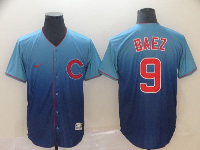 Men's Chicago Cubs Javier Baez #9 Blue Player Jersey1 baseball jersey product view 1