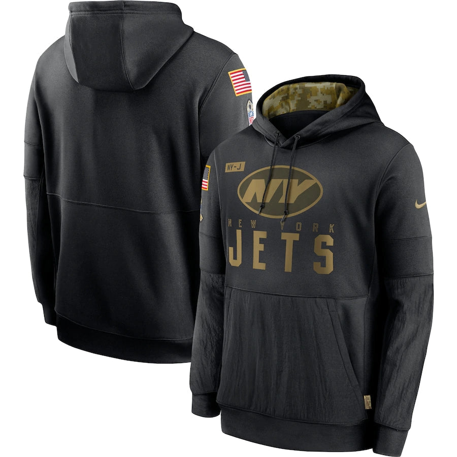 Men's New York Jets NFL 2020 Salute to Service Hoodie1 Black football jersey product view 1