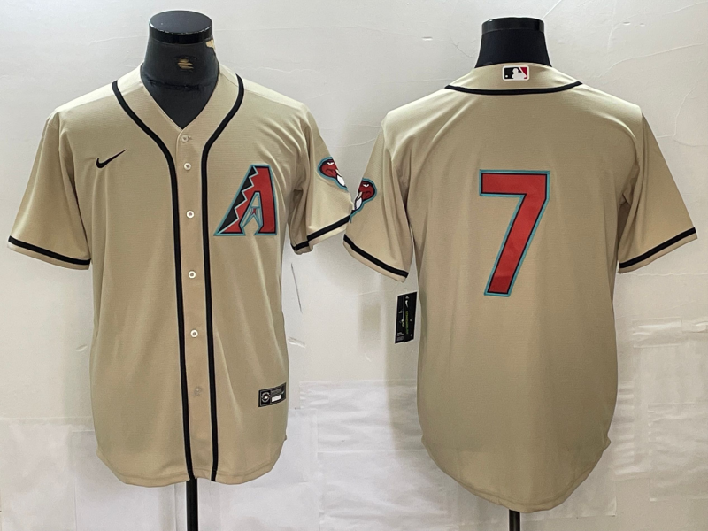 Men's Arizona Diamondbacks Corbin Carroll #7 Cream Replica Player Jersey1 baseball jersey product view 1