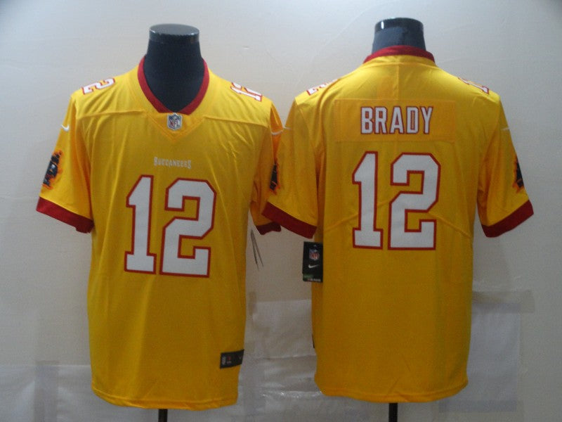 Men's Tampa Bay Buccaneers Tom Brady #12 Yellow Game Player Jersey1 football jersey product view 1