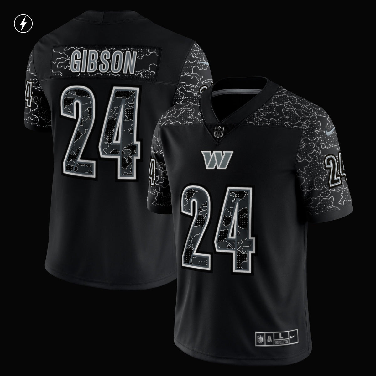 Antonio Gibson Washington Commanders Nike RFLCTV Limited Jersey - Black football jersey product view 2