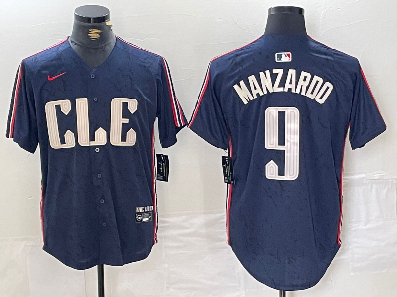 Men's Cleveland Guardians Kyle Manzardo #9 Navy 2024 City Connect Limited Jersey1 baseball jersey product view 1