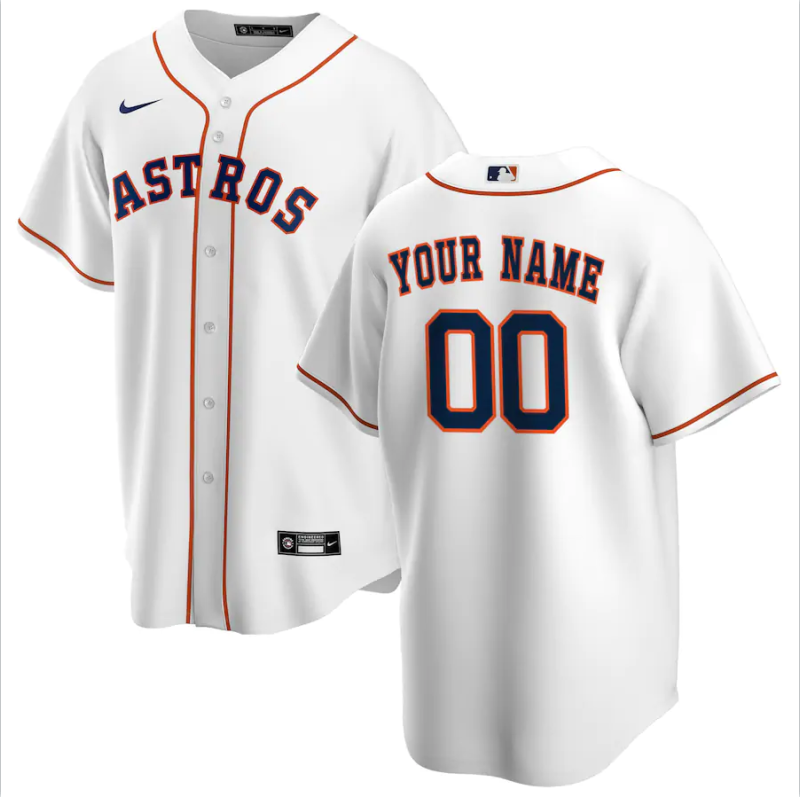 Men's Houston Astros White Home Replica Custom Jersey1 baseball jersey product view 1