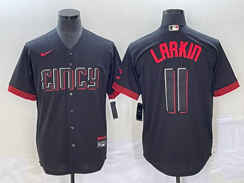 Men's Cincinnati Reds Barry Larkin #11 Black 2023 City Connect Replica Player Jersey1 baseball jersey product view 1