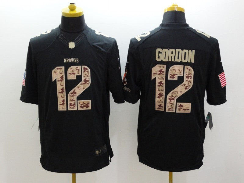 Men's Cleveland Browns Josh Gordon #12 Black Player Game Jersey1 football jersey product view 1
