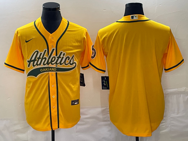 Men's Oakland Athletics Gold Replica Blank Jersey1 Joint Edition baseball jersey product view 1
