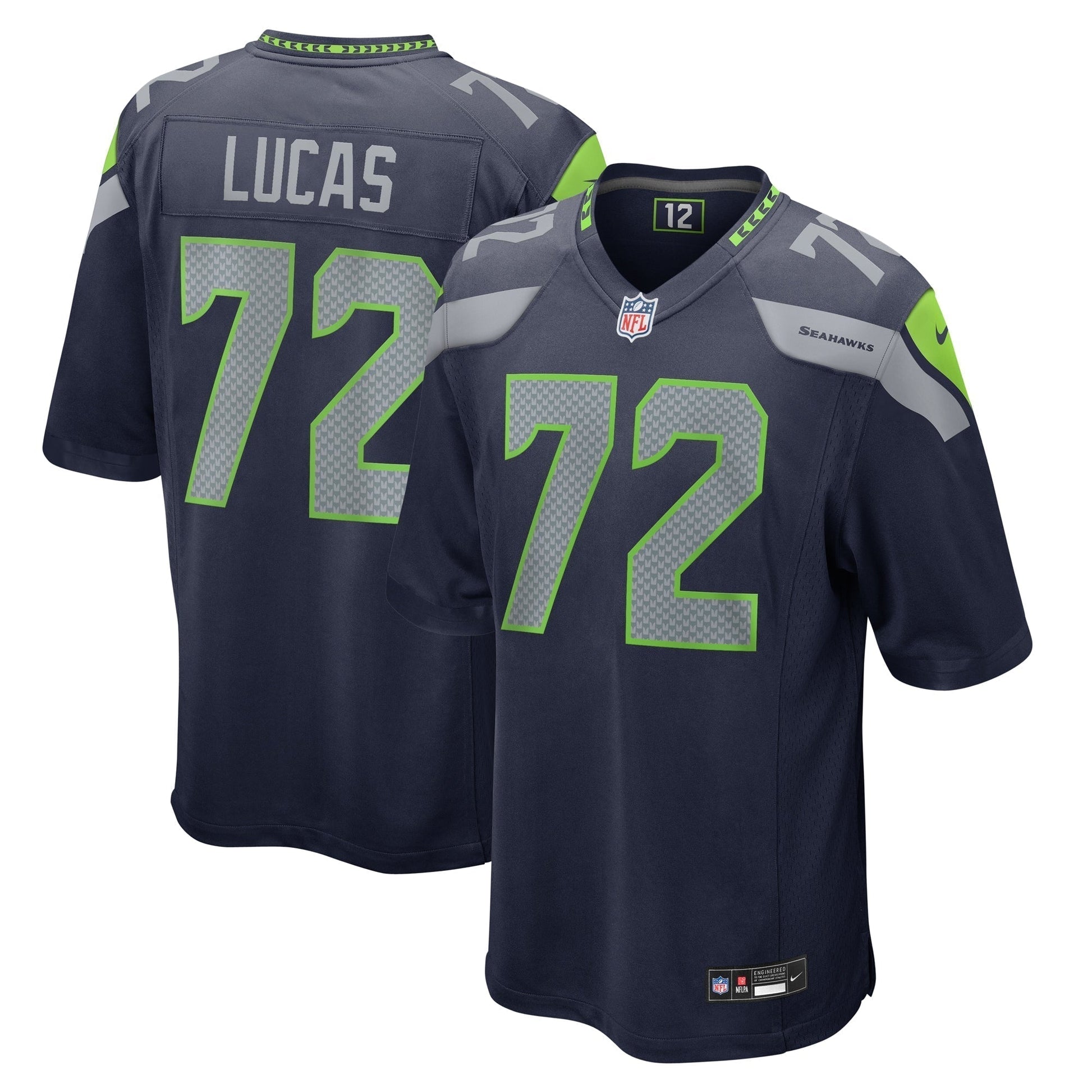 Abraham Lucas Seattle Seahawks Nike Game Jersey - College Navy football jersey product view 1