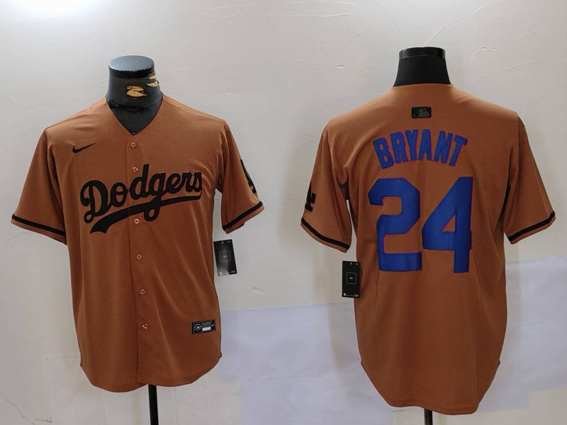 Men's Los Angeles Dodgers Kobe Bryant #24 Brown Replica Player Jersey1 basketball jersey product view 1