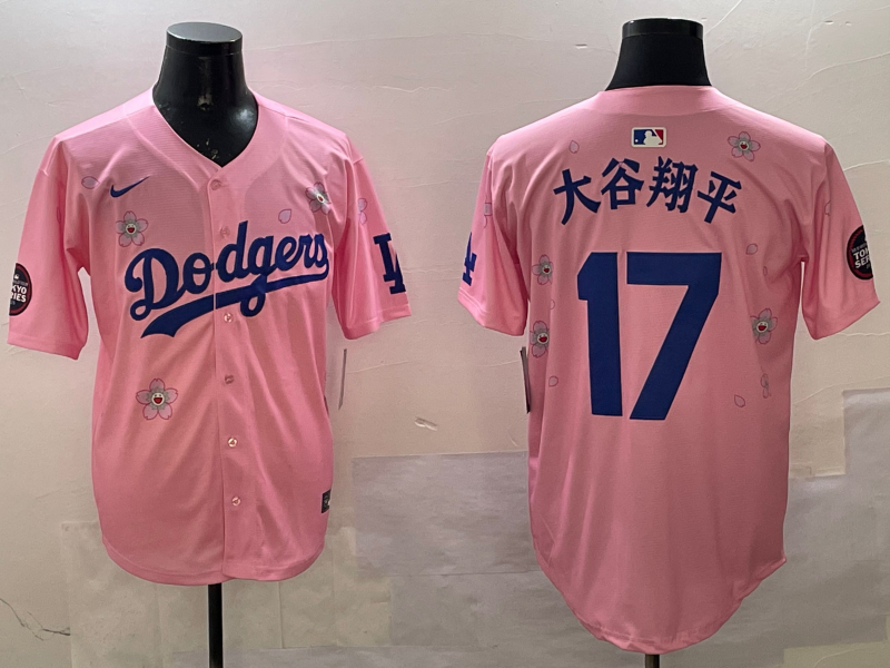 Men's Los Angeles Dodgers Shohei Ohtani #17 Pink Alternate Replica Player Jersey1 baseball jersey product view 1