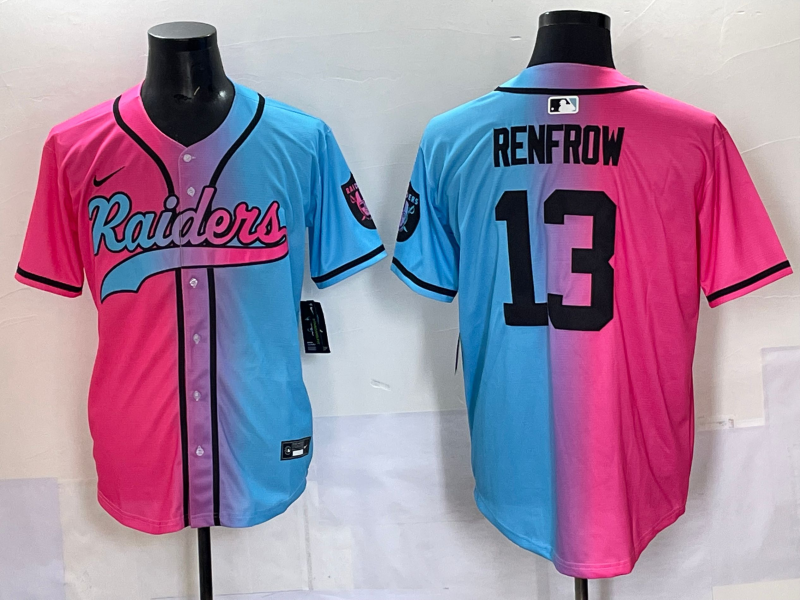 Men's Las Vegas Raiders Hunter Renfrow #13 Pink/Blue Game Jersey football jersey product view 1