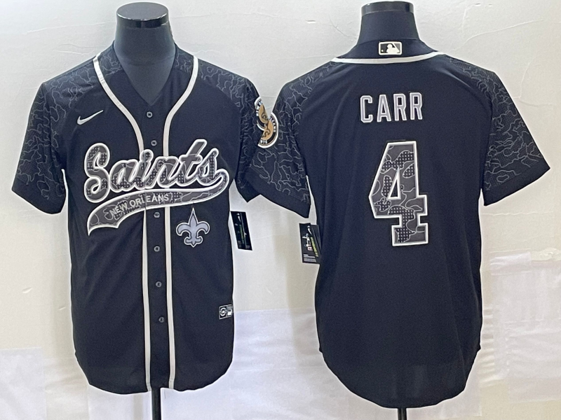 Men's New Orleans Saints Derek Carr #4 Black RFLCTV Limited Jersey1 Joint Edition football jersey product view 1