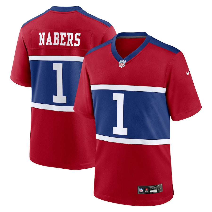 Men's New York Giants Malik NabersRed Jersey #1 football jersey product view 1