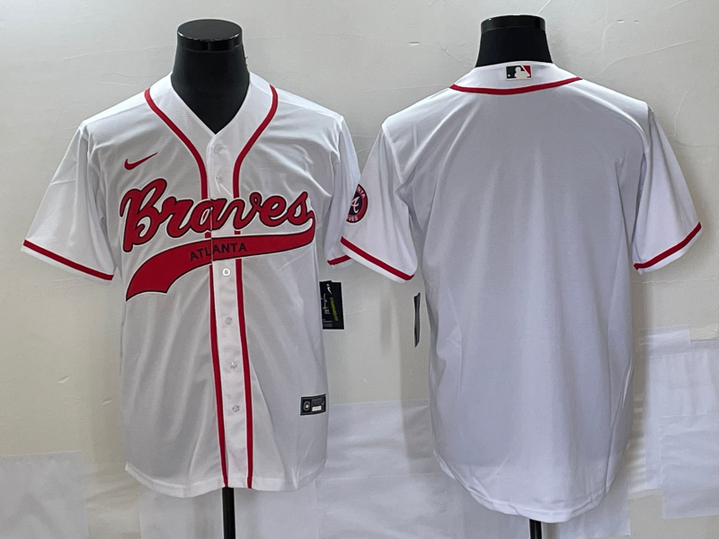 Men's Atlanta Braves White Replica Blank Jersey1 Joint Edition baseball jersey product view 1