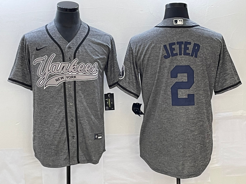 Men's New York Yankees Derek Jeter #2 Gray Game Jersey1 Joint Edition baseball jersey product view 1