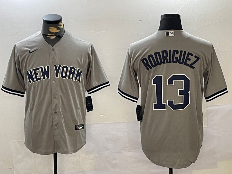 Men's New York Yankees Alex Rodriguez #13 Gray Replica Player Jersey1 baseball jersey product view 1