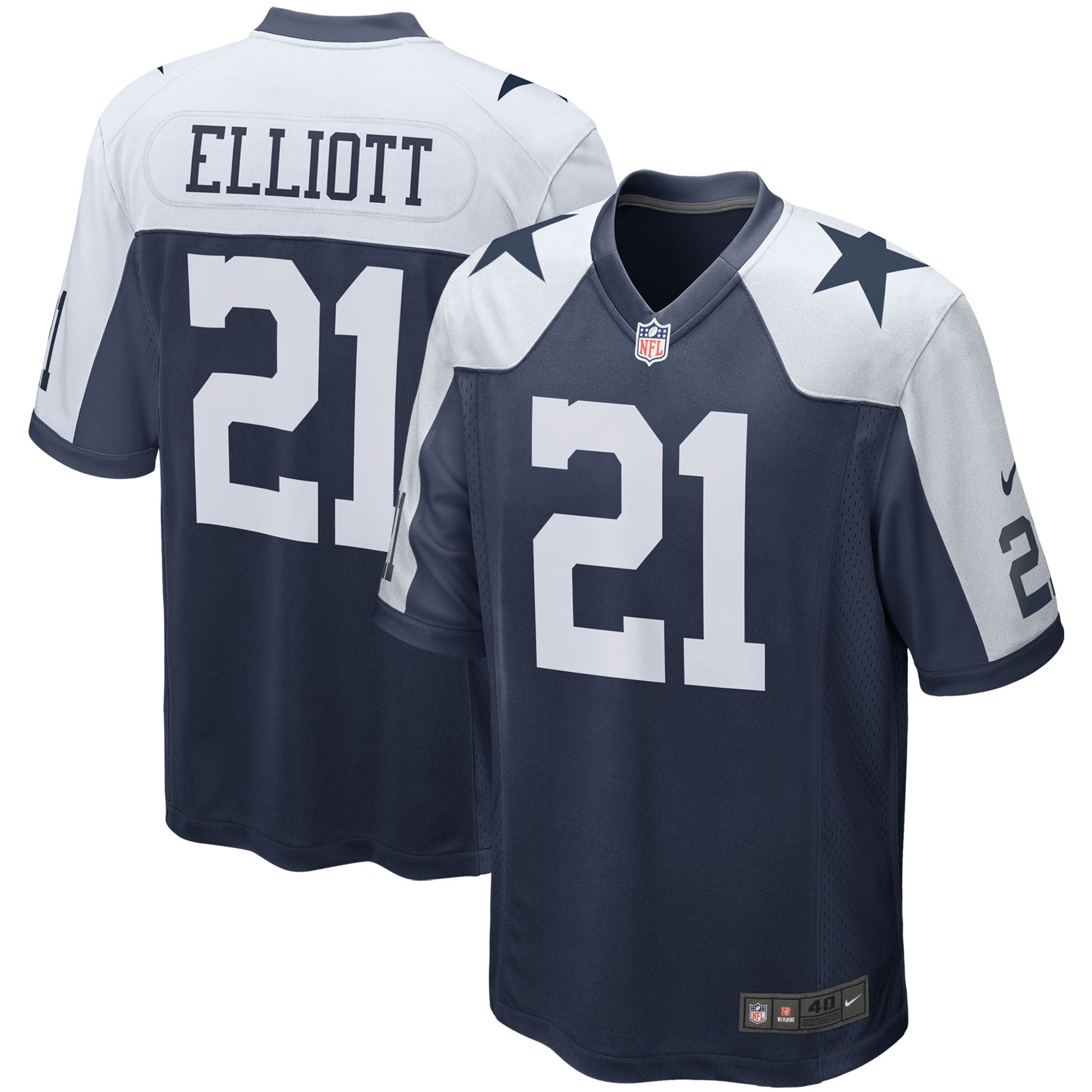 Ezekiel Elliott Dallas Cowboys Nike Alternate Game Team Jersey - Navy football jersey product view 1