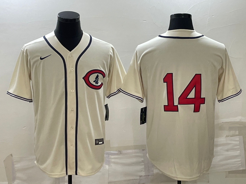 Men's Chicago Cubs Ernie Banks #14 Cream Player Name Jersey1 baseball jersey product view 1