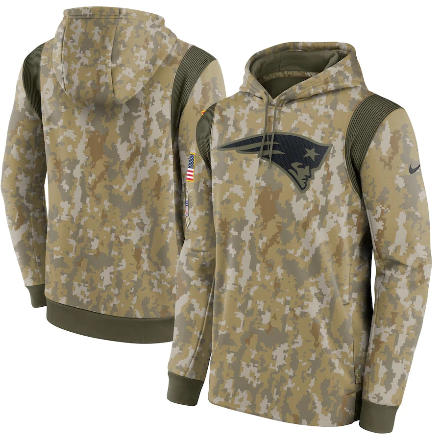 Men's New England Patriots NFL 2021 Salute to Service Hoodie1 Camouflage football jersey product view 1