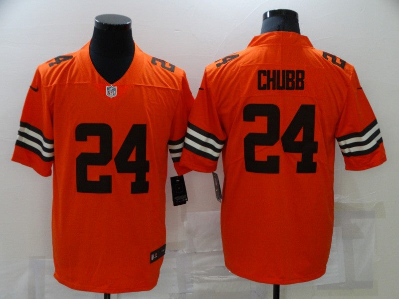 Men's Cleveland Browns Nick Chubb #24 Orange Game Player Jersey1 football jersey product view 1