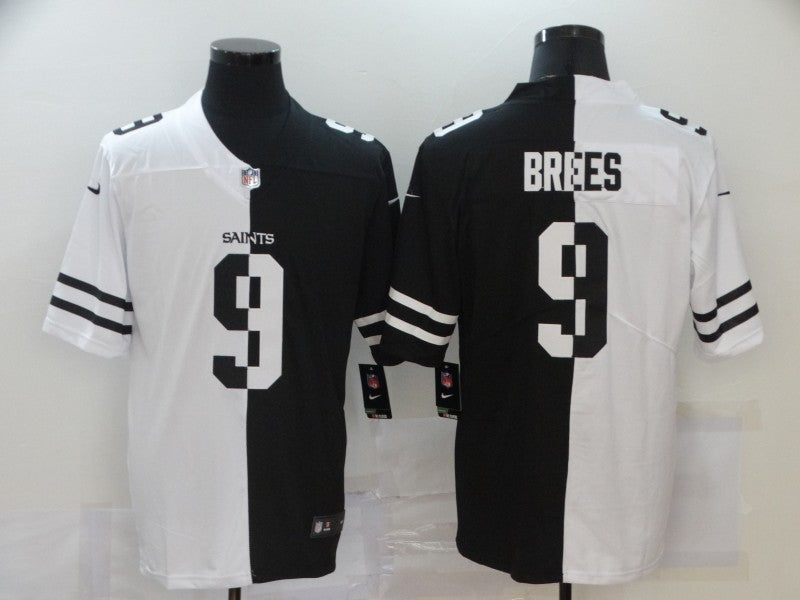 Men's New Orleans Saints Drew Brees #9 White/Black Game Jersey1 football jersey product view 1