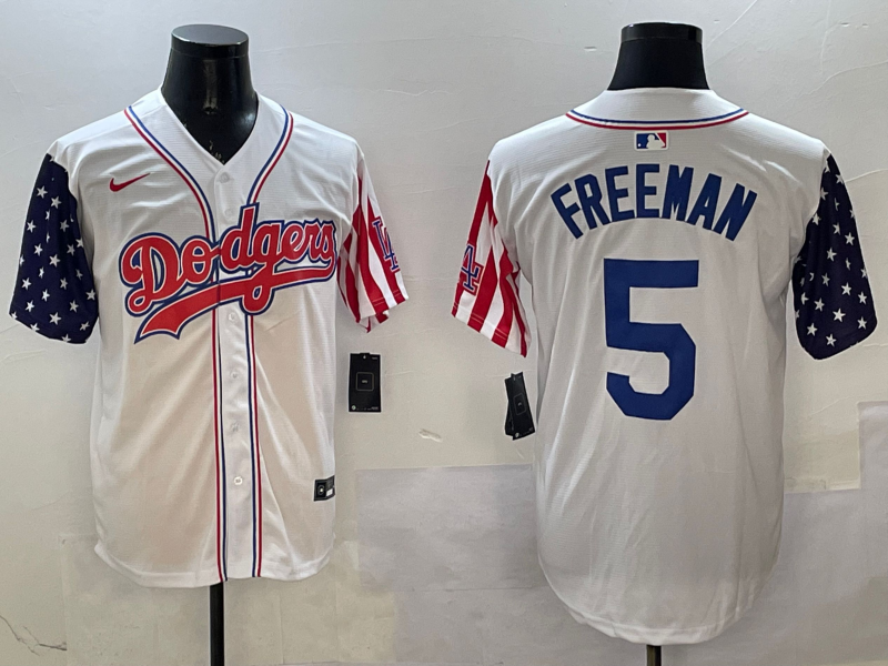 Men's Los Angeles Dodgers Freddie Freeman #5 White Alternate Player Jersey1 baseball jersey product view 1