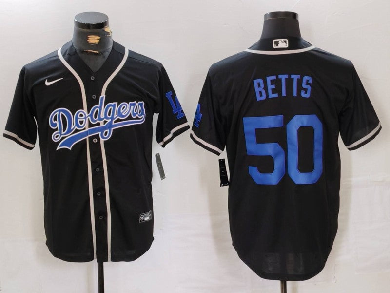Men's Los Angeles Dodgers Mookie Betts #50 Black Replica Player Jersey1 baseball jersey product view 1
