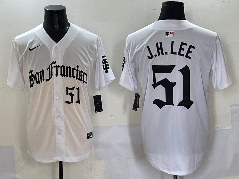 Men's San Francisco Giants Jung Hoo Lee #51 White Replica Player Jersey baseball jersey product view 1