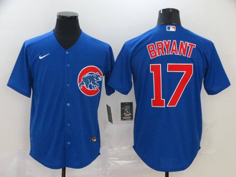 Men's Chicago Cubs Kris Bryant #17 Blue Replica Baseball Jersey1 baseball jersey product view 1