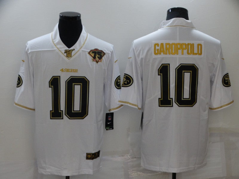 Men's San Francisco 49ers Jimmy Garoppolo #10 White 75th Anniversary Game Jersey1 football jersey product view 1