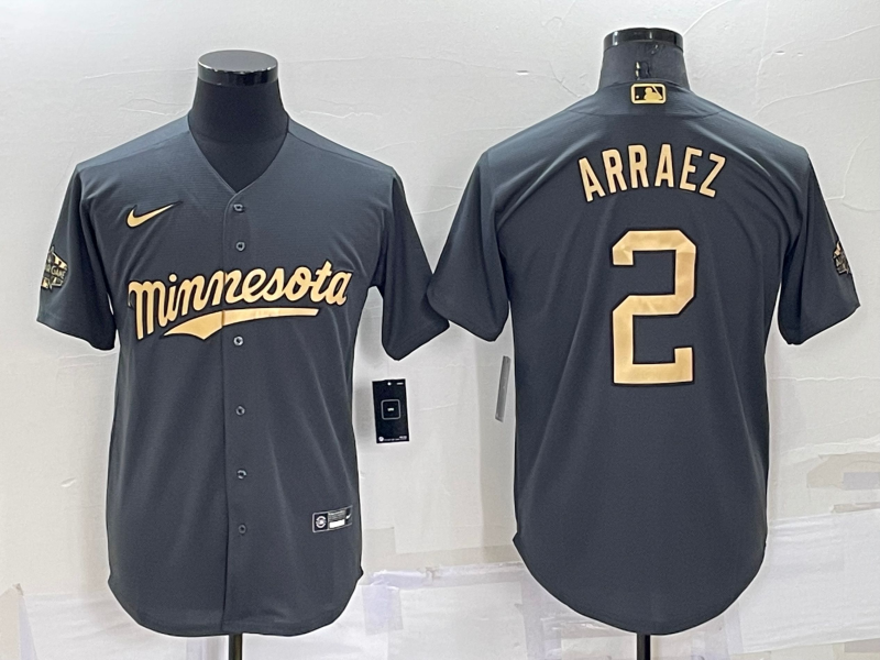 Men's Minnesota Twins Luis Arraez #2 Gray Replica Player Jersey1 baseball jersey product view 1