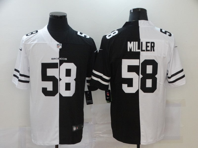 Men's Denver Broncos Von Miller #58 Black/White Game Jersey1 football jersey product view 1