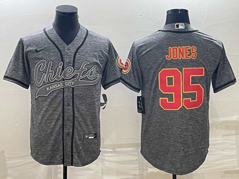 Men's Kansas City Chiefs Chris Jones #95 Grey Game Jersey1 Joint Edition football jersey product view 1