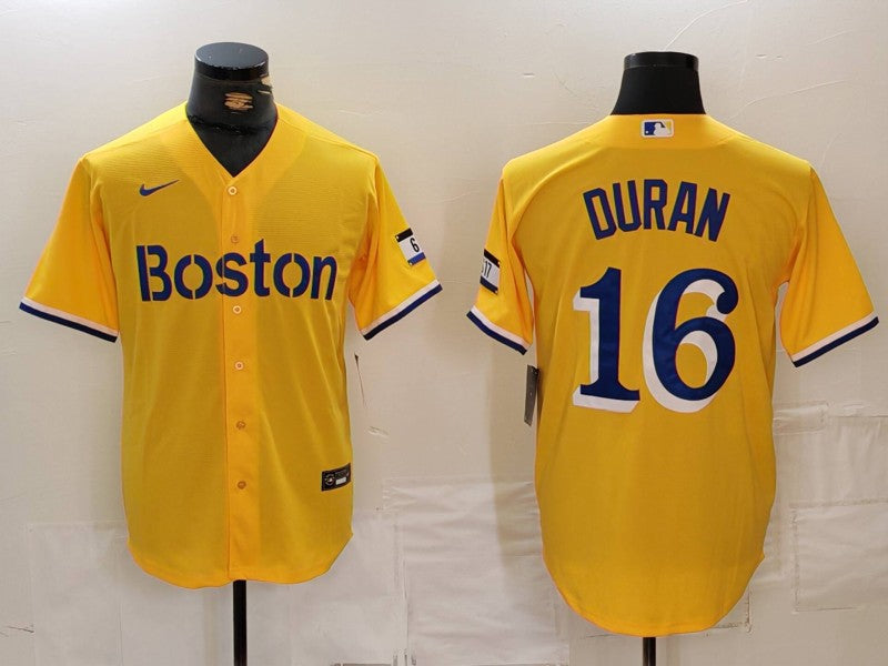 Men's Boston Red Sox Jarren Duran #16 Gold City Connect Limited Player Jersey1 baseball jersey product view 1