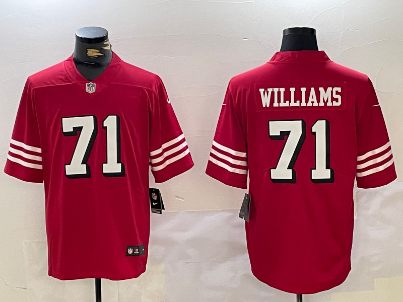 Men's San Francisco 49ers Trent Williams #71 Scarlet Player Game Jersey1 football jersey product view 1