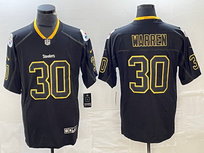 Men's Pittsburgh Steelers Jaylen Warren #30 Black Alternate Game Jersey1 football jersey product view 1