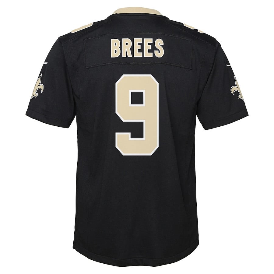 Drew Brees 9 New Orleans Saints YOUTH Team Color Game Jersey - Black football jersey product view 3