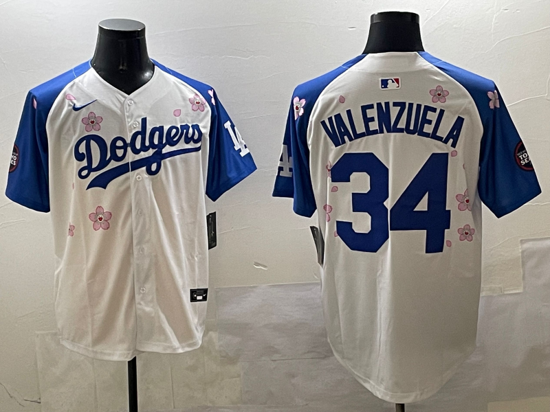 Men's Los Angeles Dodgers Fernando Valenzuela White Game Jersey baseball jersey product view 1