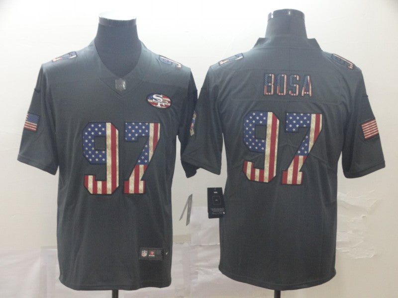 Men's San Francisco 49ers #97 Nick Bosa Black Game Player Jersey1 football jersey product view 1
