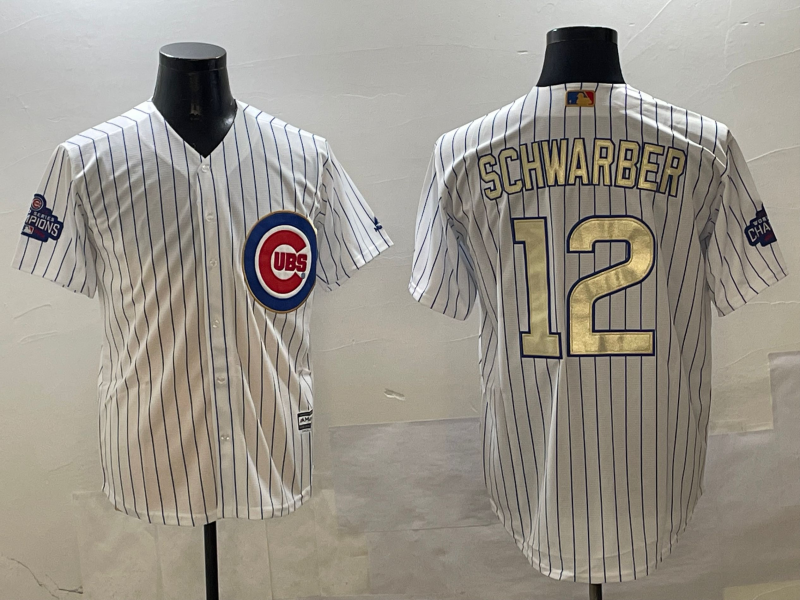 Men's Chicago Cubs Kyle Schwarber #12 White Replica Player Jersey1 baseball jersey product view 1