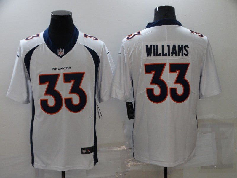 Men's Denver Broncos Javonte Williams #33 White Game Jersey1 football jersey product view 1